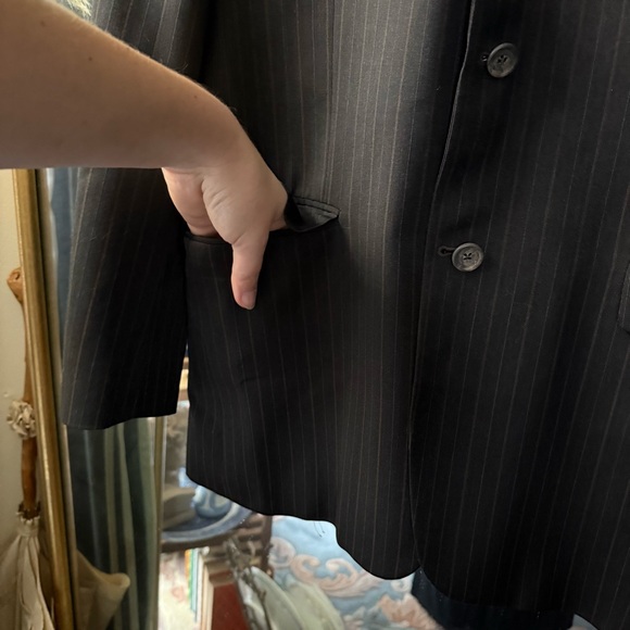 Burberry Charcoal Brown Pinstripe Suit Jacket Sports Coat - Picture 4 of 15